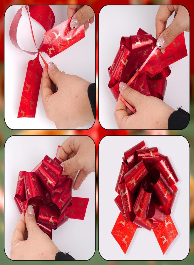 Sucrain 12PCS Christmas Bows for Gift Wrapping Christmas Wrap Gifts Pull Bows Large Ribbon Bows Wrapping Accessory for Xmas Bouquet Baskets Wine Bottles Decoration - Image 3